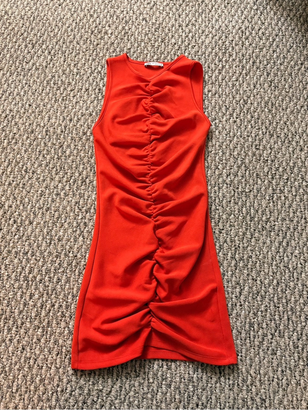 Zara Sleeveless Ruched Mini Dress - Red